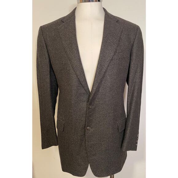 Ermenegildo Zegna Black Gray Taupe 100% Cashmere Blazer Jacket Mens IT56 US44 - Picture 1 of 13